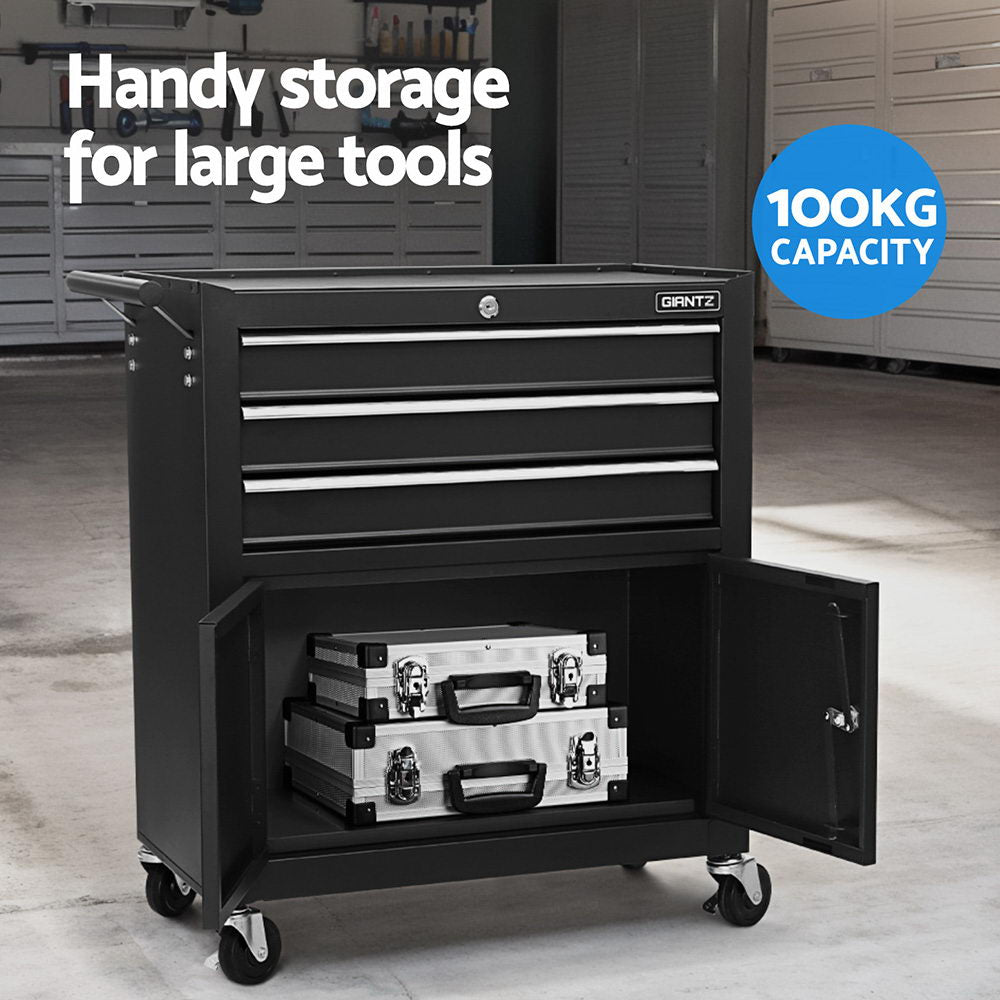 13 Drawer Tool Box Cabinet Chest Toolbox Storage Garage Organiser Black - Tools > Tools Storage > Tool Boxes - Rivercity House & Home Co. (ABN 18 642 972 209) - Affordable Modern Furniture Australia