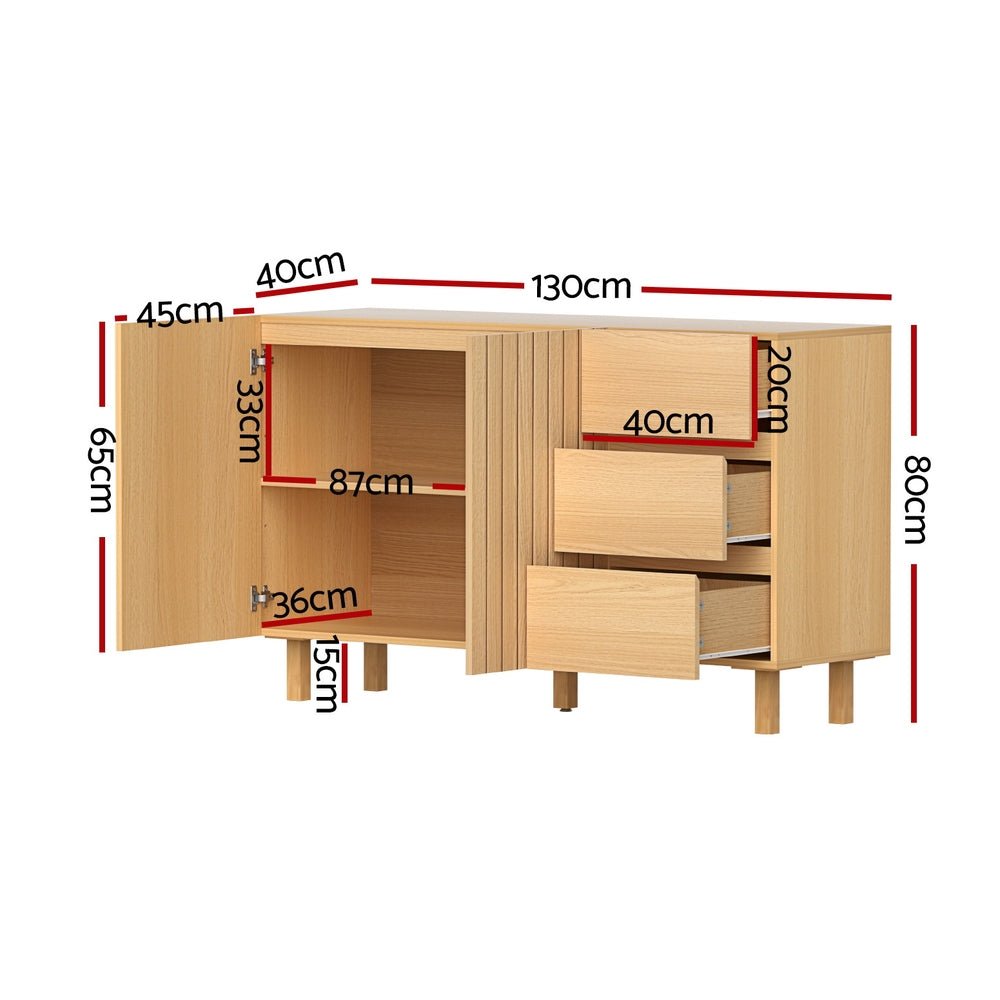 130cm Buffet Sideboard Cupboard Cabinet Pantry Storage Drawer Pine - Furniture > Dining > Buffets & Sideboards - Rivercity House & Home Co. (ABN 18 642 972 209) - Affordable Modern Furniture Australia