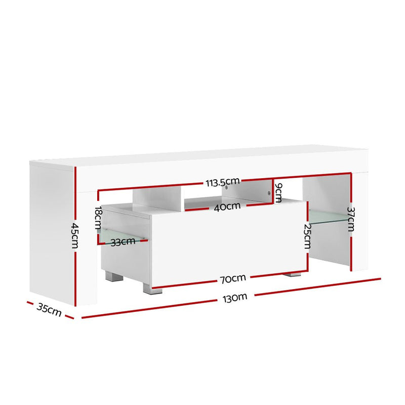 130CM LED Entertainment Unit in White Gloss - Furniture - Rivercity House & Home Co. (ABN 18 642 972 209) - Affordable Modern Furniture Australia