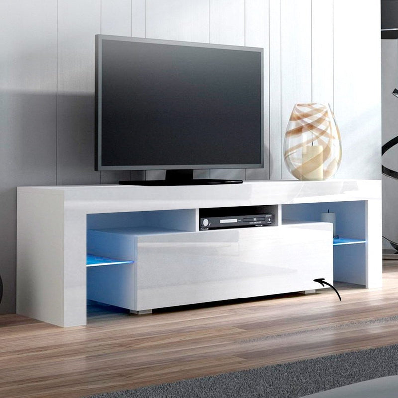 130CM LED Entertainment Unit in White Gloss - Furniture - Rivercity House & Home Co. (ABN 18 642 972 209) - Affordable Modern Furniture Australia