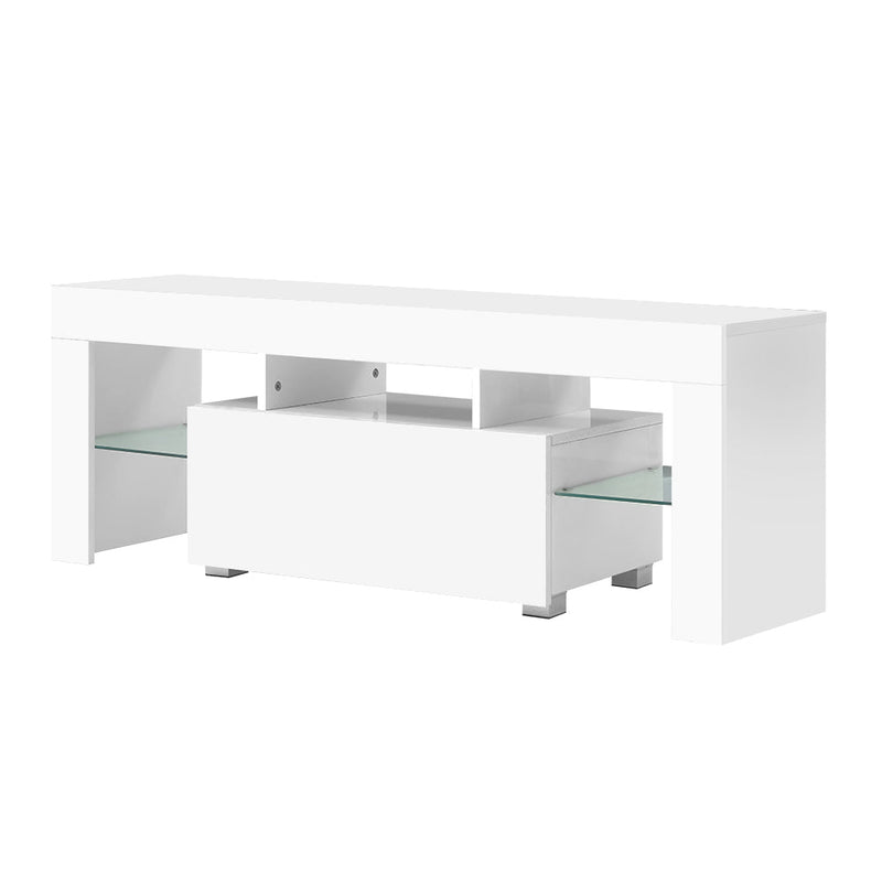 130CM LED Entertainment Unit in White Gloss - Furniture - Rivercity House & Home Co. (ABN 18 642 972 209) - Affordable Modern Furniture Australia