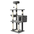 130cm Multi-Level Cat Tree with Scratching Post and Toys - Grey