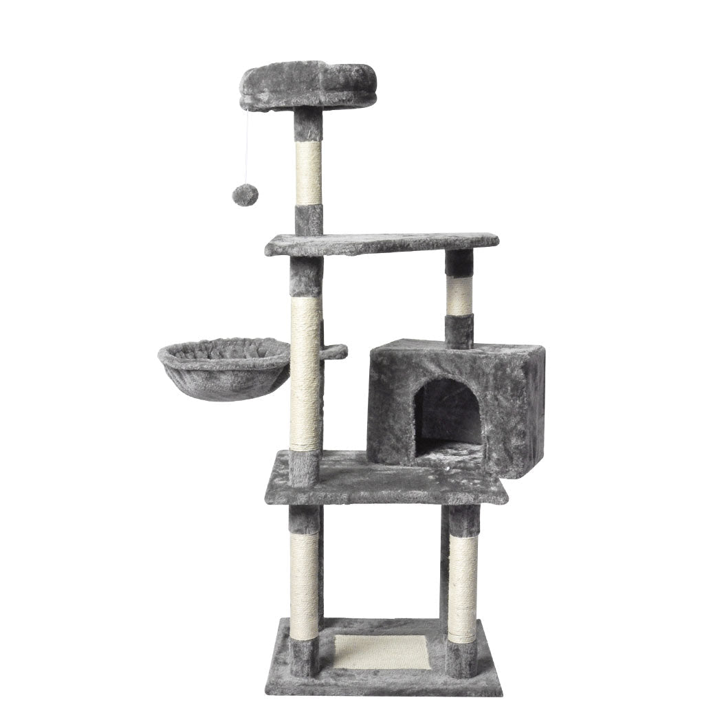 130cm Multi - Level Cat Tree with Scratching Post and Toys - Grey - Rivercity House & Home Co. (ABN 18 642 972 209) - Affordable Modern Furniture Australia