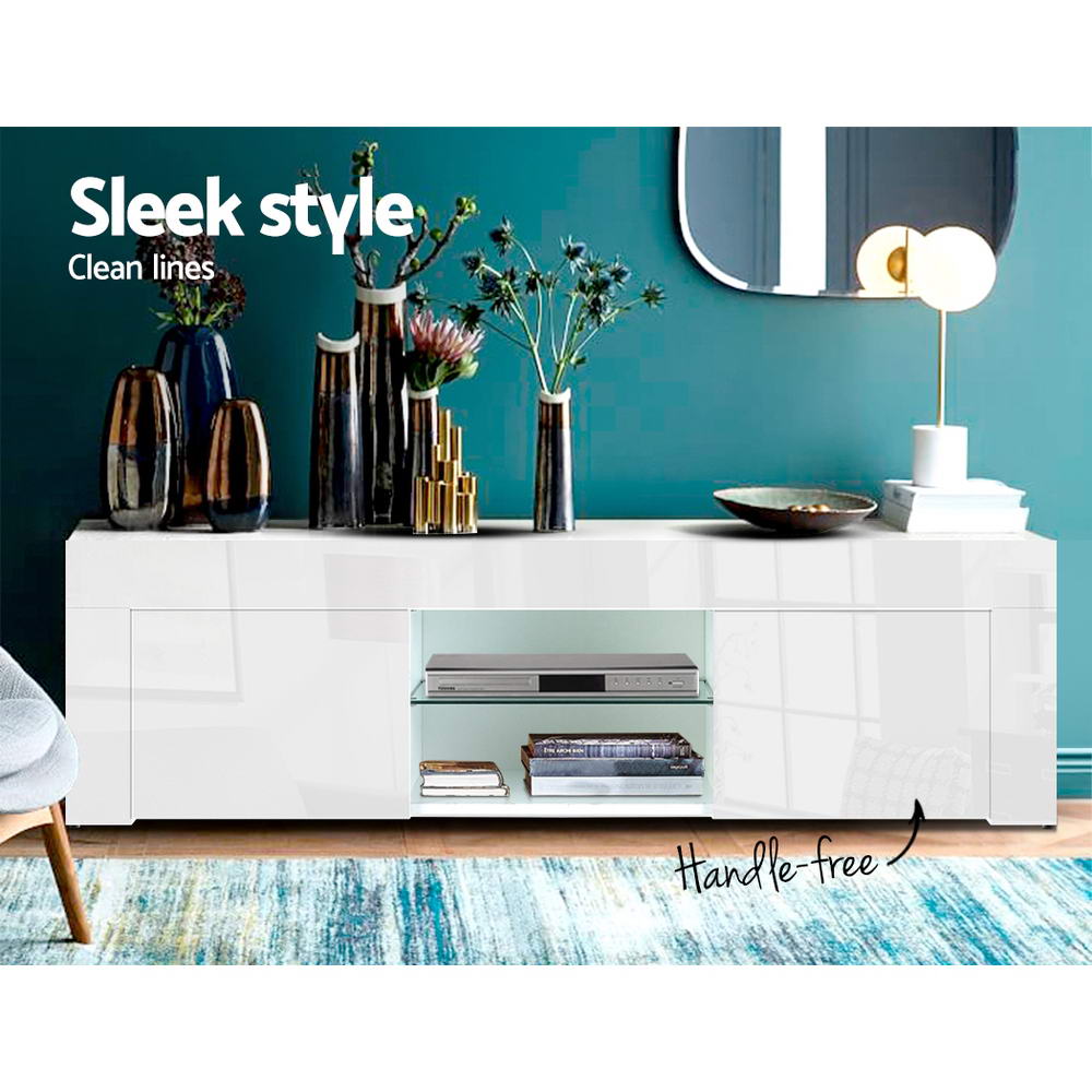 130cm White Gloss TV Unit - Rivercity House & Home Co. (ABN 18 642 972 209) - Affordable Modern Furniture Australia