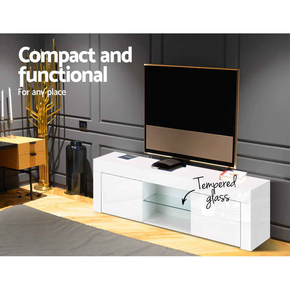 130cm White Gloss TV Unit - Rivercity House & Home Co. (ABN 18 642 972 209) - Affordable Modern Furniture Australia