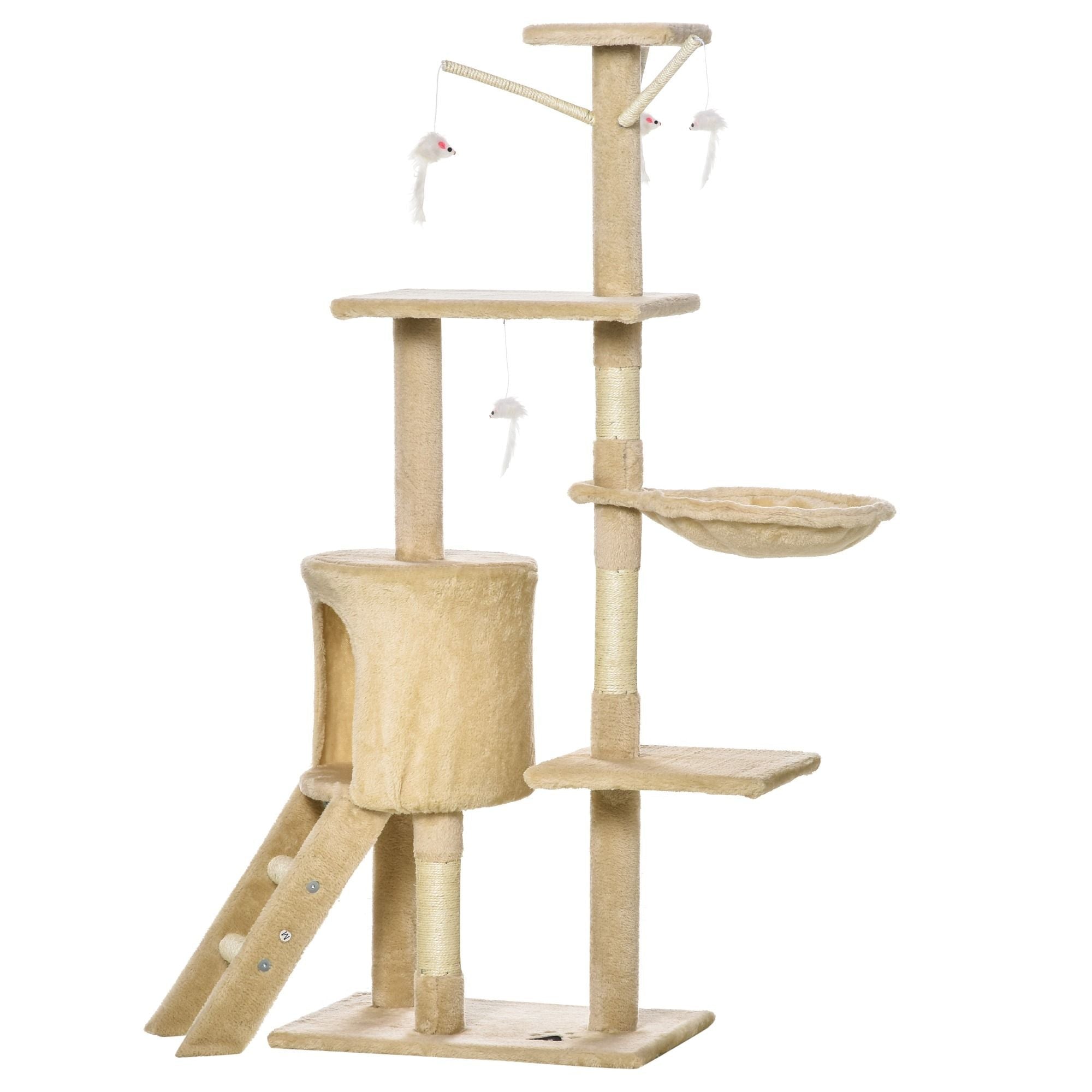 134cm Indoor Cat Tree with Hammock, Plush Perch & Sisal Scratching Posts for Kittens & Adult Cats - Beige - Pet Care > Cat Supplies > Cat Scratching Posts - Rivercity House & Home Co. (ABN 18 642 972 209) - Affordable Modern Furniture Australia