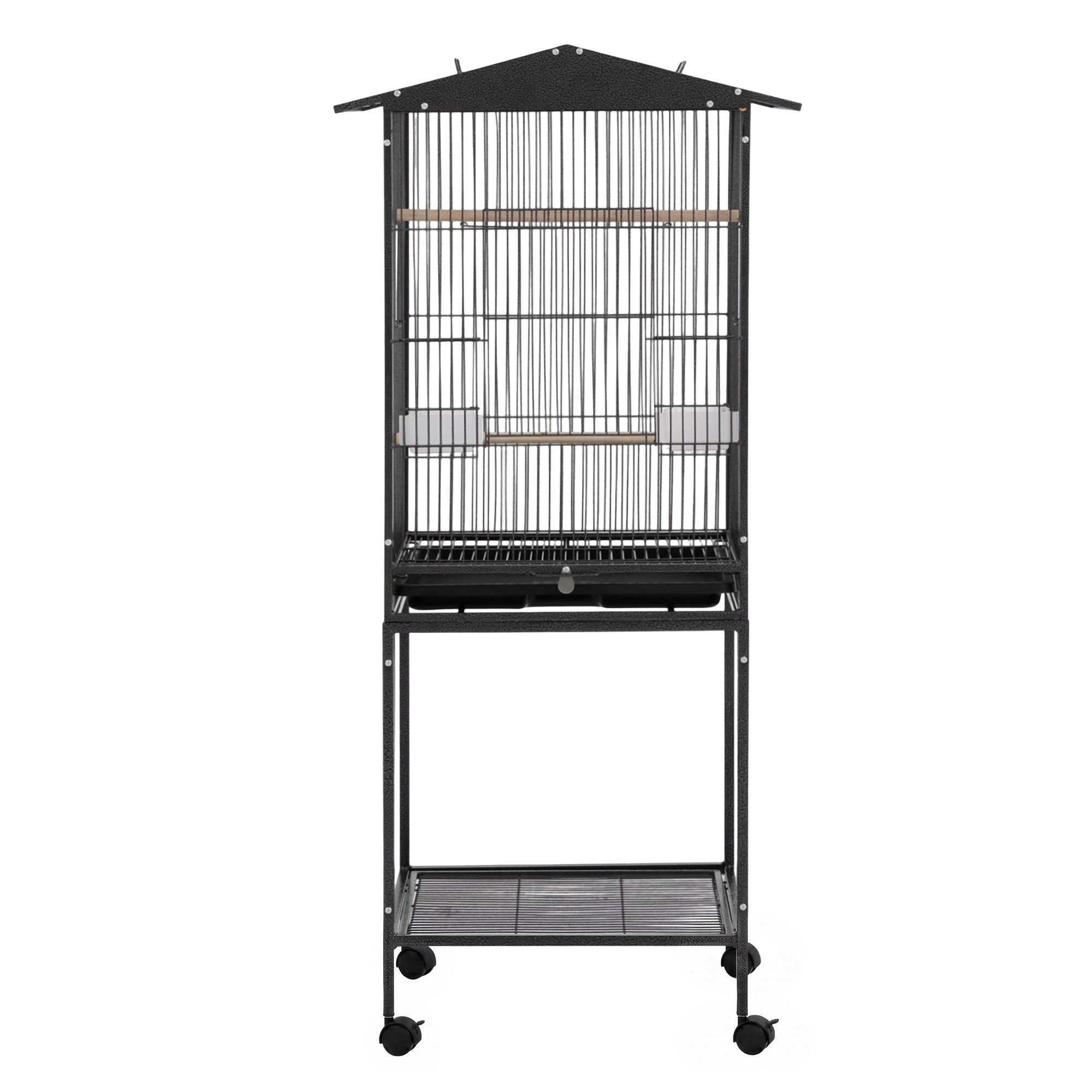 136cm Bird Cage Aviary Open Top Parrot Budgie Stand Wheels Black - Pet Care > Bird > Bird Cages & Stands - Rivercity House & Home Co. (ABN 18 642 972 209) - Affordable Modern Furniture Australia