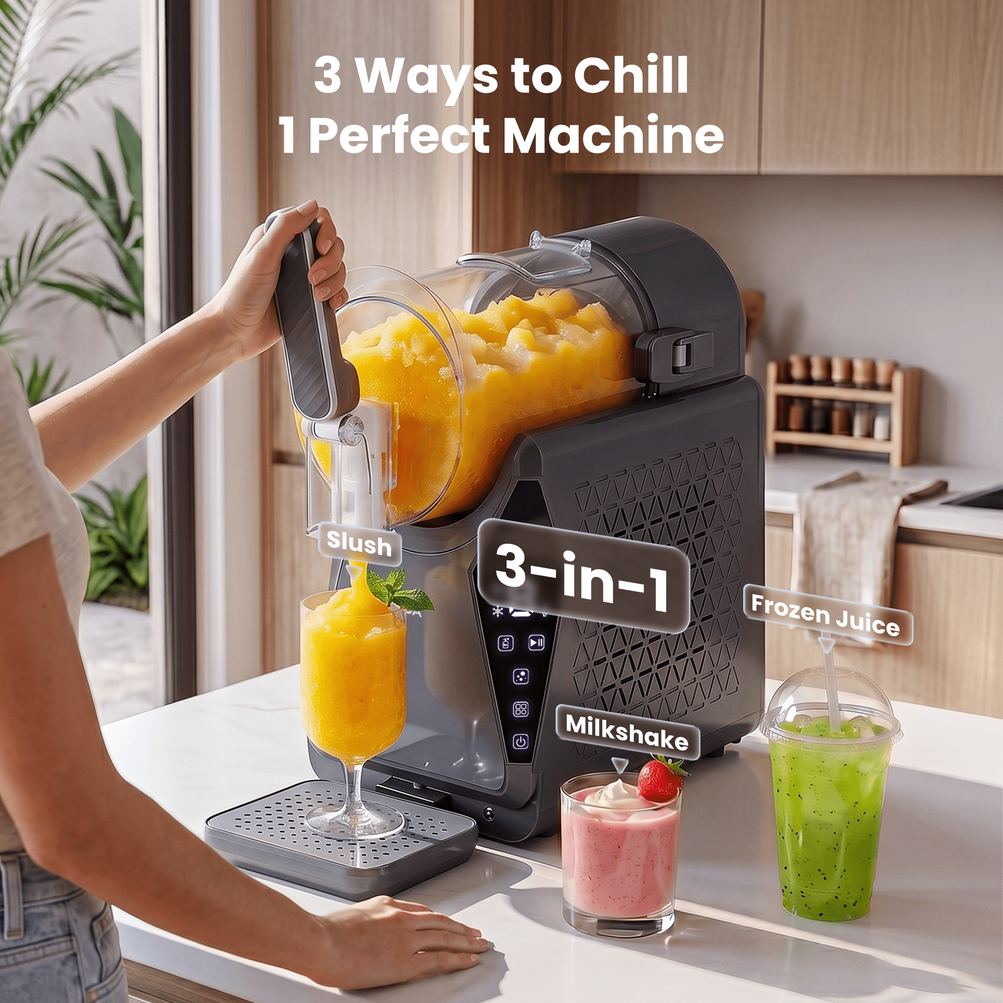 1.3L Slushie Machine Frozen Drink Maker Slushy Ice Cream Maker No Ice Compressor Touchscreen for Home BBQ Party - Appliances > Kitchen Appliances > Ice Makers - Rivercity House & Home Co. (ABN 18 642 972 209) - Affordable Modern Furniture Australia
