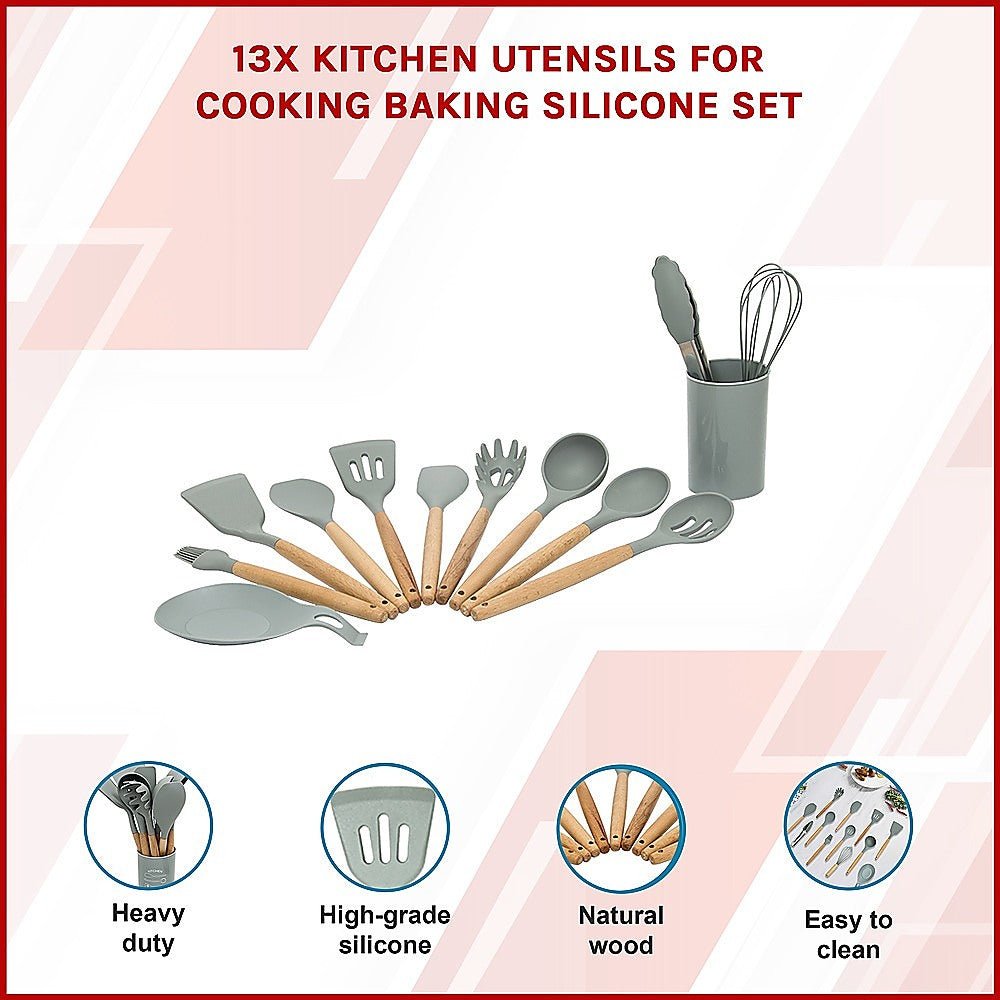 13x Kitchen Utensils for Cooking Baking Silicone Set - Home & Garden > Kitchenware > Kitchen Utensils - Rivercity House & Home Co. (ABN 18 642 972 209) - Affordable Modern Furniture Australia