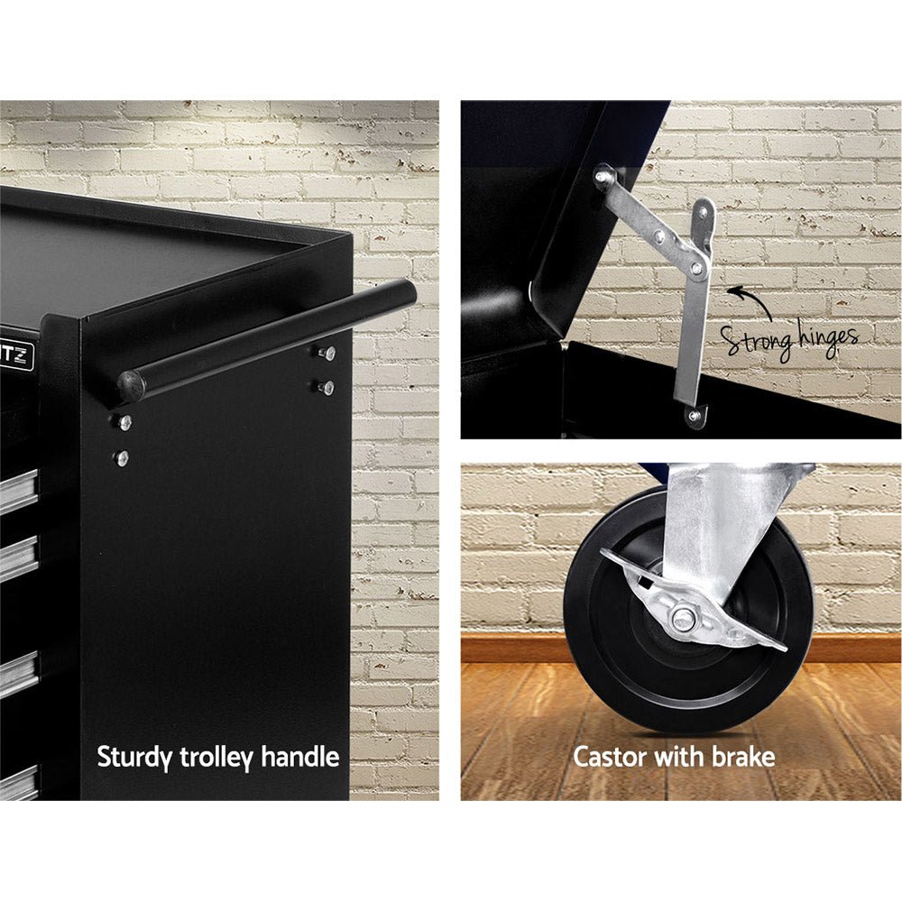 14 Drawer Tool Box Cabinet Chest Mechanic Garage Storage Trolley Black - Tools > Tools Storage > Tool Cabinets - Rivercity House & Home Co. (ABN 18 642 972 209) - Affordable Modern Furniture Australia