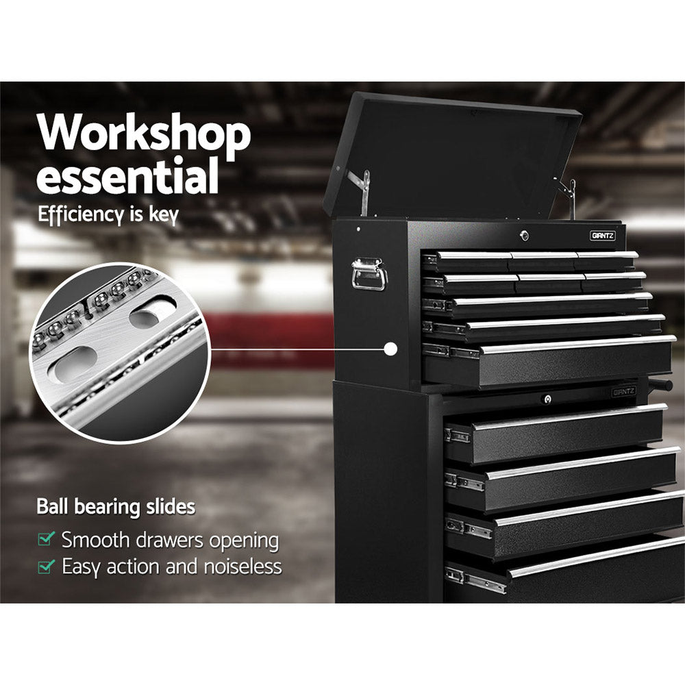 14 Drawer Tool Box Cabinet Chest Mechanic Garage Storage Trolley Black - Tools > Tools Storage > Tool Cabinets - Rivercity House & Home Co. (ABN 18 642 972 209) - Affordable Modern Furniture Australia