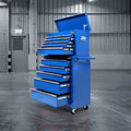 14 Drawer Mechanic Tool Box Cabinet with Trolley - Blue