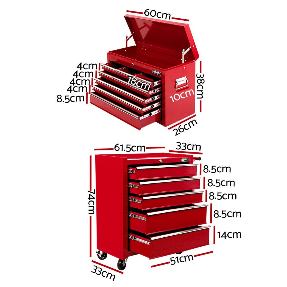 14 Drawer Tool Box Cabinet Chest Mechanic Garage Storage Trolley Red - Tools > Tools Storage > Tool Cabinets - Rivercity House & Home Co. (ABN 18 642 972 209) - Affordable Modern Furniture Australia