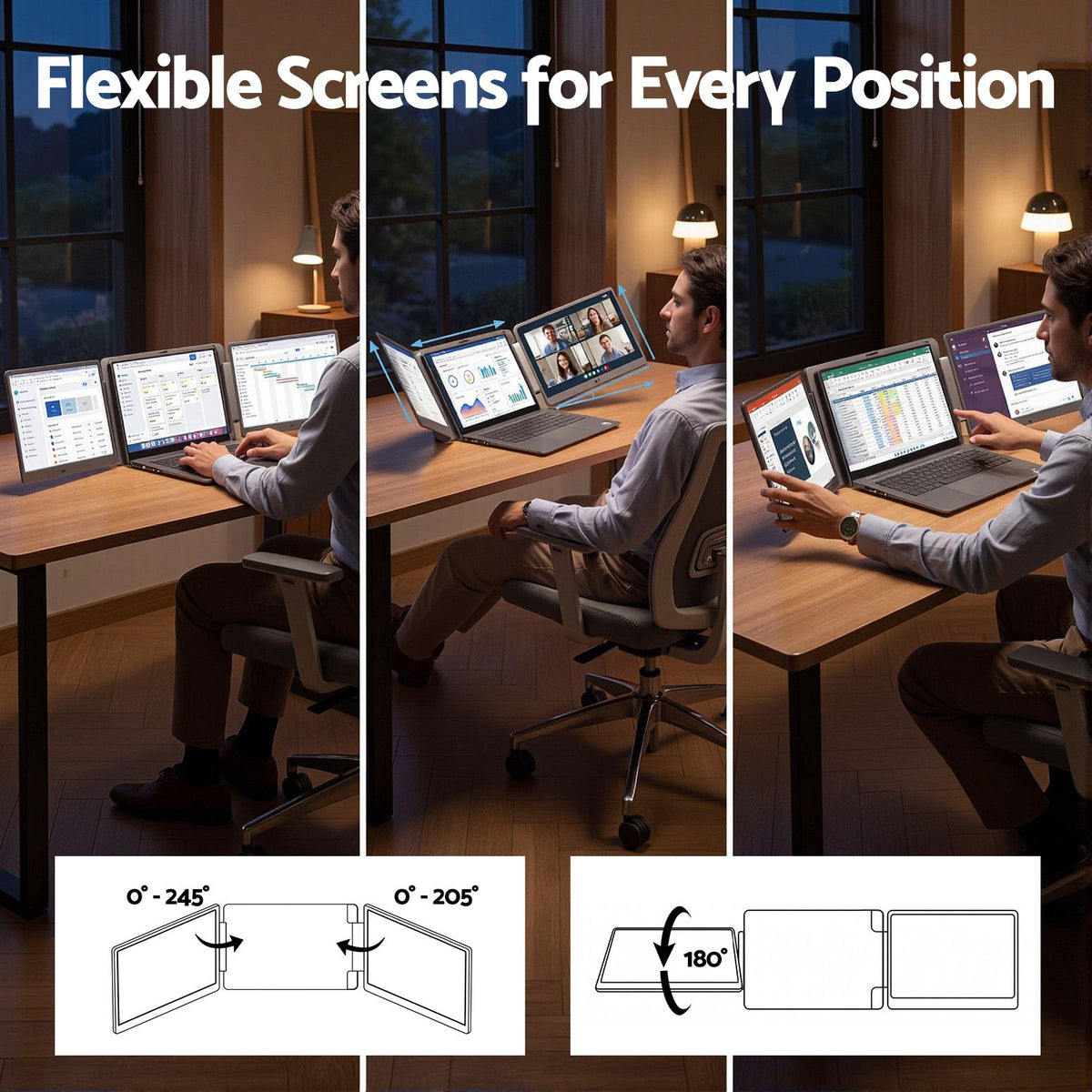 14 Inch Portable Dual Monitor Laptop Screen Extender Triple Display - Electronics > Computer Accessories > Computer Monitors & Accessories - Rivercity House & Home Co. (ABN 18 642 972 209) - Affordable Modern Furniture Australia