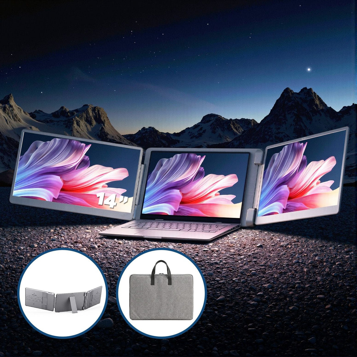 14 Inch Portable Dual Monitor Laptop Screen Extender Triple Display - Electronics > Computer Accessories > Computer Monitors & Accessories - Rivercity House & Home Co. (ABN 18 642 972 209) - Affordable Modern Furniture Australia