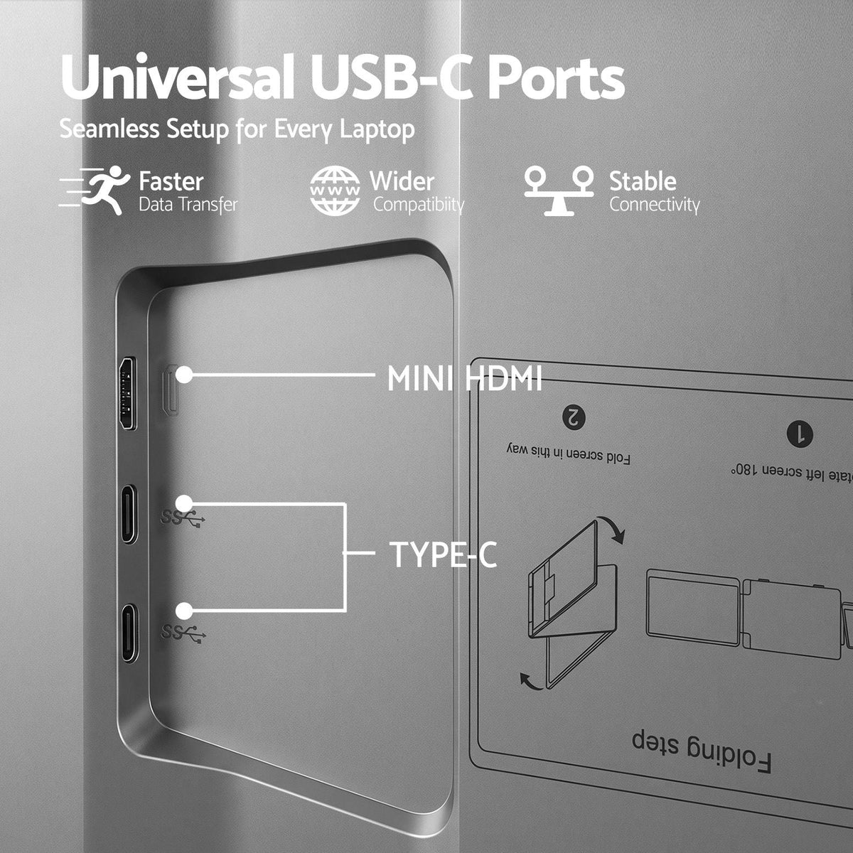 14 Inch Portable Dual Monitor Laptop Screen Extender Triple Display - Electronics > Computer Accessories > Computer Monitors & Accessories - Rivercity House & Home Co. (ABN 18 642 972 209) - Affordable Modern Furniture Australia