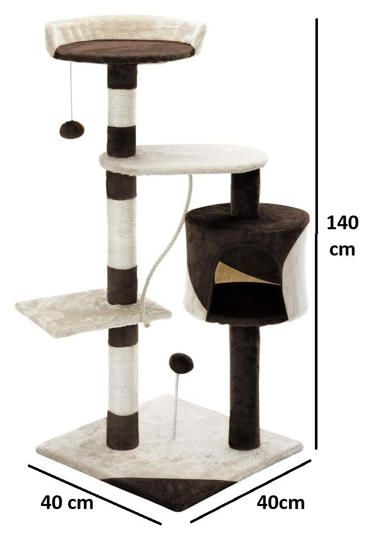 140cm Indoor Cat Tree with Plush Perch, Sisal Scratching Posts & Condo for Kittens & Adult Cats - Beige - Pet Care > Cat Supplies > Cat Scratching Posts - Rivercity House & Home Co. (ABN 18 642 972 209) - Affordable Modern Furniture Australia