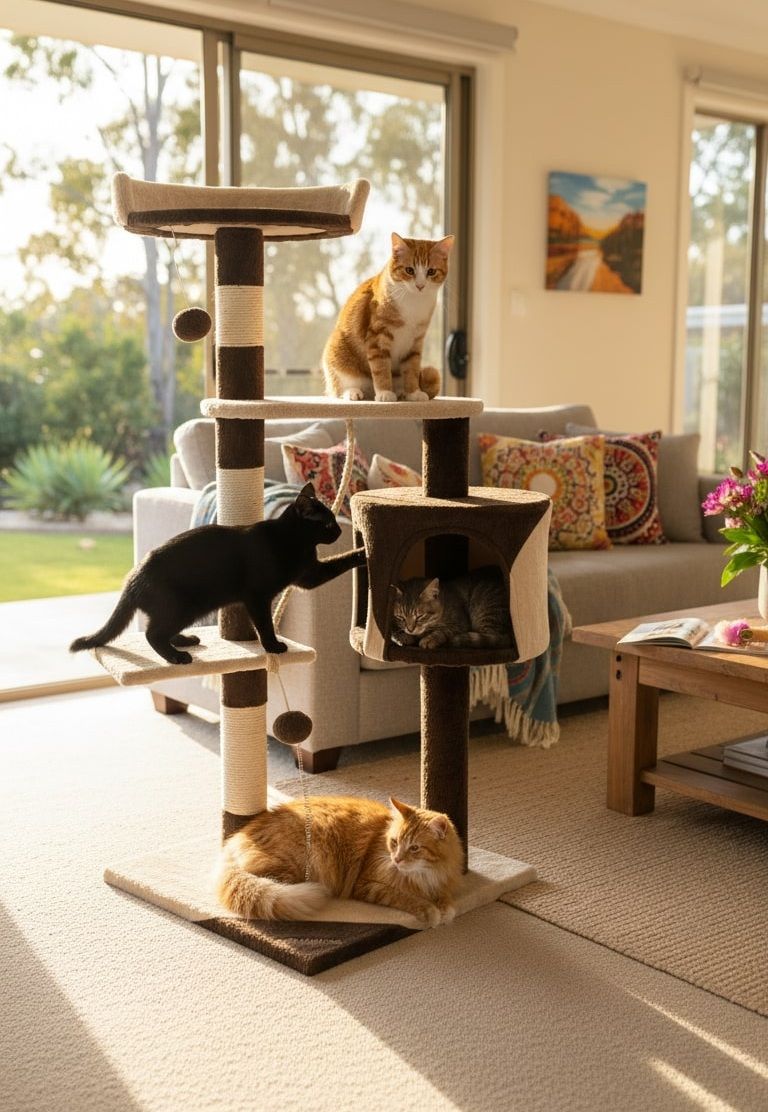 140cm Indoor Cat Tree with Plush Perch, Sisal Scratching Posts & Condo for Kittens & Adult Cats - Beige - Pet Care > Cat Supplies > Cat Scratching Posts - Rivercity House & Home Co. (ABN 18 642 972 209) - Affordable Modern Furniture Australia