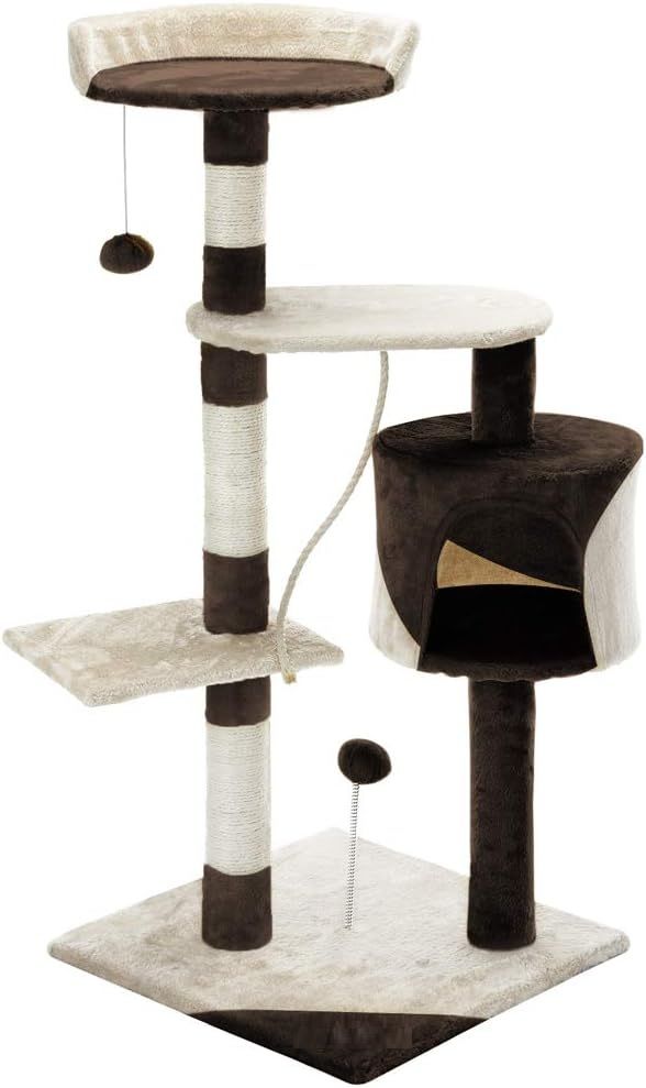 140cm Indoor Cat Tree with Plush Perch, Sisal Scratching Posts & Condo for Kittens & Adult Cats - Beige - Pet Care > Cat Supplies > Cat Scratching Posts - Rivercity House & Home Co. (ABN 18 642 972 209) - Affordable Modern Furniture Australia