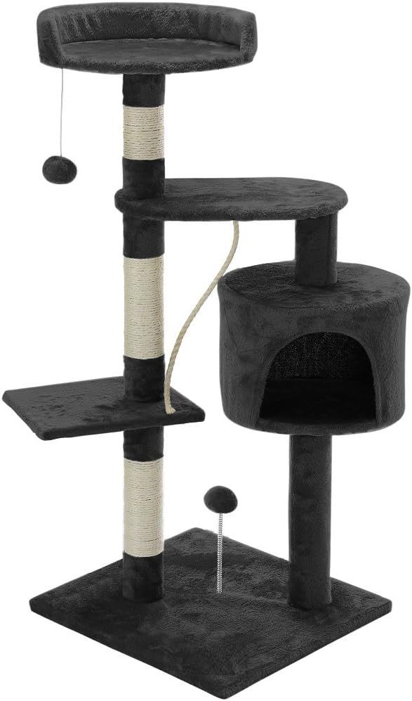 140cm Indoor Cat Tree with Plush Perch, Sisal Scratching Posts & Condo for Kittens & Adult Cats - Dark Grey - Pet Care > Cat Supplies > Cat Scratching Posts - Rivercity House & Home Co. (ABN 18 642 972 209) - Affordable Modern Furniture Australia