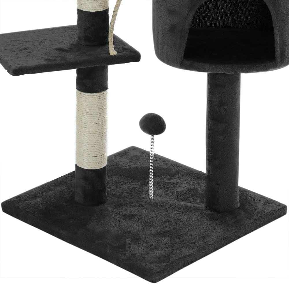 140cm Indoor Cat Tree with Plush Perch, Sisal Scratching Posts & Condo for Kittens & Adult Cats - Dark Grey - Pet Care > Cat Supplies > Cat Scratching Posts - Rivercity House & Home Co. (ABN 18 642 972 209) - Affordable Modern Furniture Australia