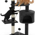140cm Indoor Cat Tree with Plush Perch, Sisal Scratching Posts & Condo for Kittens & Adult Cats - Dark Grey