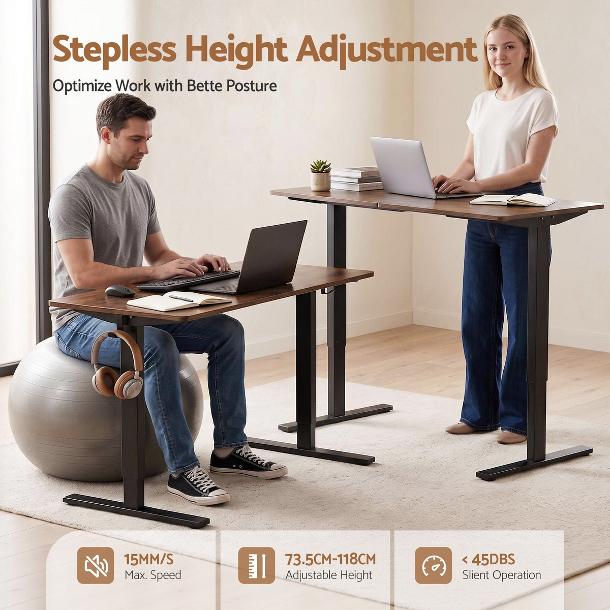 140cm Motorised Standing Desk Treadmill - Rustic Brown - Furniture > Office > Desks - Rivercity House & Home Co. (ABN 18 642 972 209) - Affordable Modern Furniture Australia