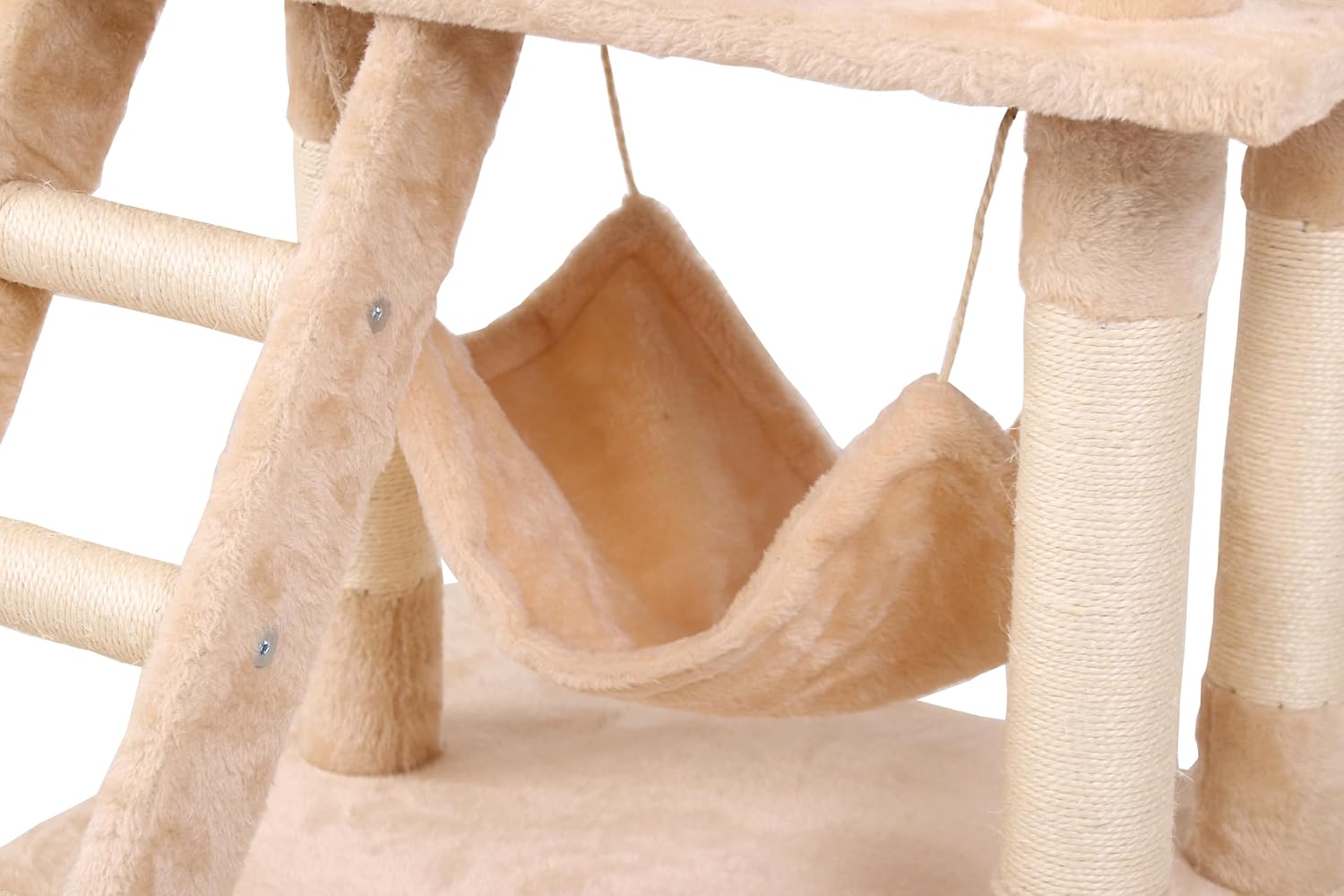 141cm Indoor Cat Tree Tower with Plush Perch, Ladder, Sisal Scratching Posts, Hammock & Condo for Kittens & Adult Cats - Beige - Pet Care > Cat Supplies > Cat Scratching Posts - Rivercity House & Home Co. (ABN 18 642 972 209) - Affordable Modern Furniture Australia