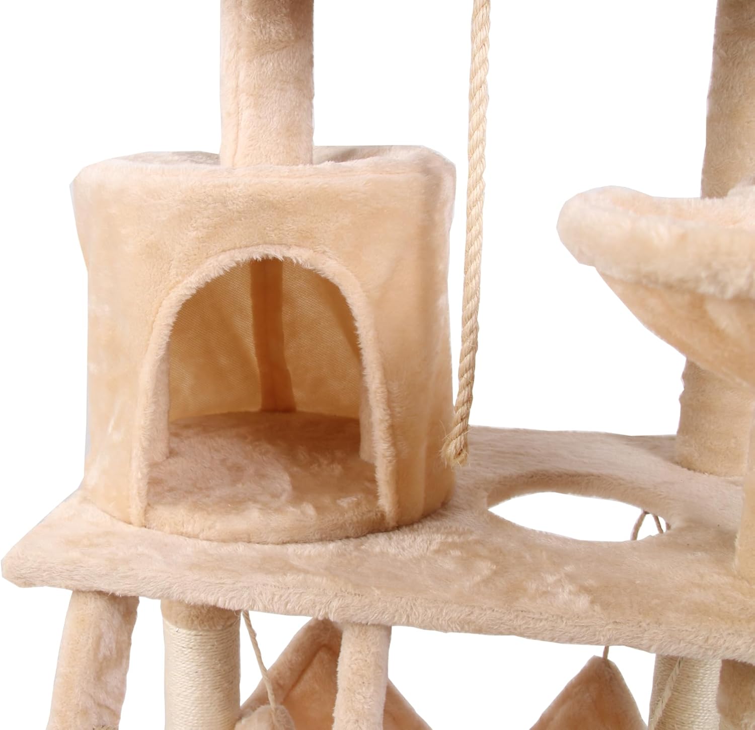 141cm Indoor Cat Tree Tower with Plush Perch, Ladder, Sisal Scratching Posts, Hammock & Condo for Kittens & Adult Cats - Beige - Pet Care > Cat Supplies > Cat Scratching Posts - Rivercity House & Home Co. (ABN 18 642 972 209) - Affordable Modern Furniture Australia