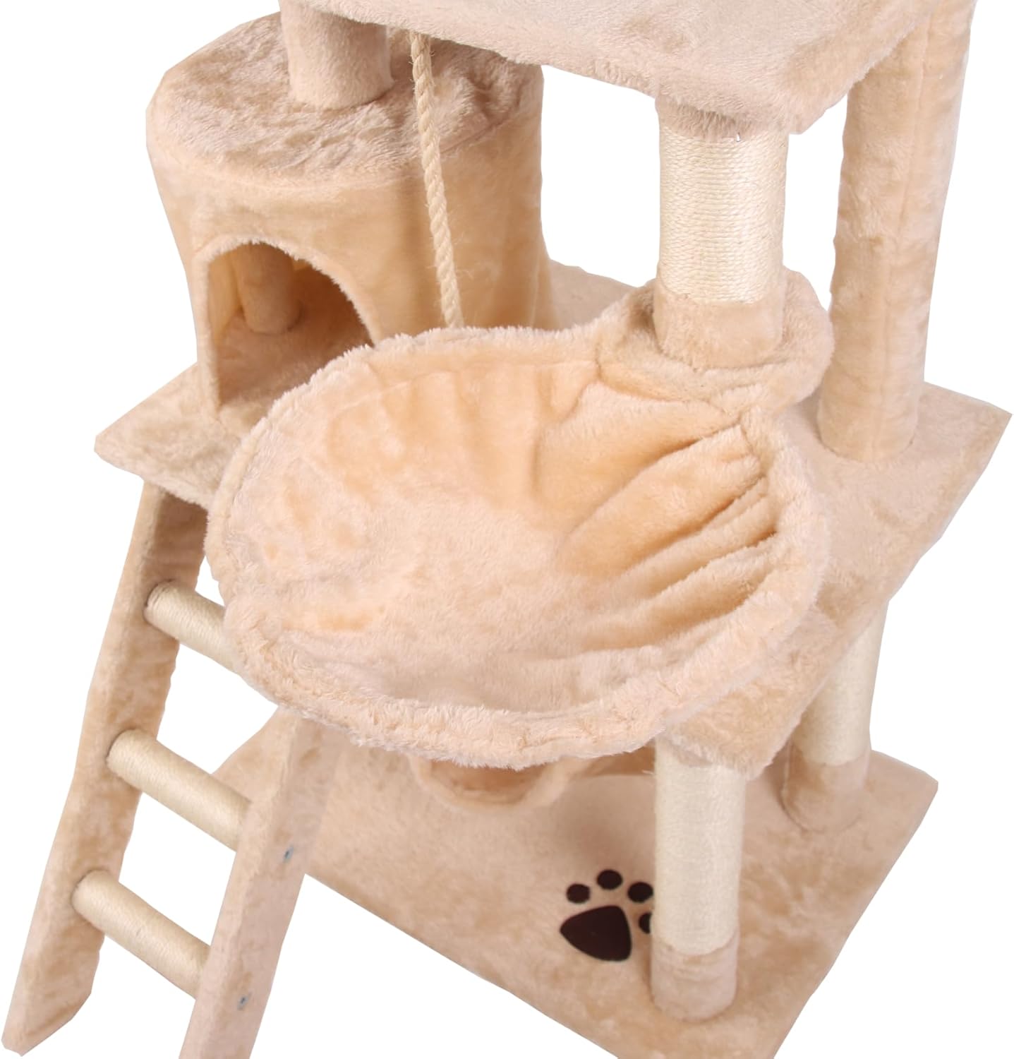 141cm Indoor Cat Tree Tower with Plush Perch, Ladder, Sisal Scratching Posts, Hammock & Condo for Kittens & Adult Cats - Beige - Pet Care > Cat Supplies > Cat Scratching Posts - Rivercity House & Home Co. (ABN 18 642 972 209) - Affordable Modern Furniture Australia