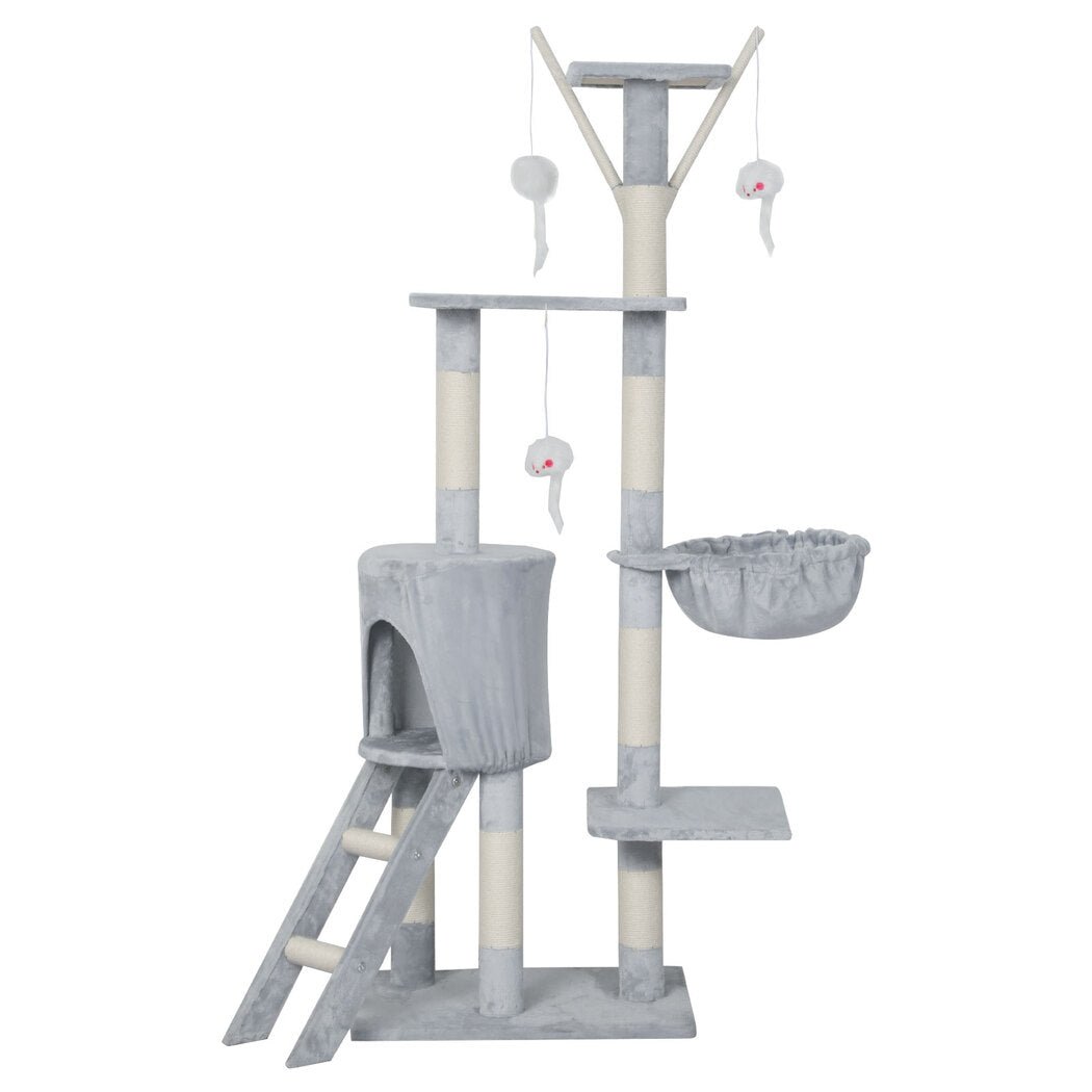 143cm Multi - Level Cat Tree Scratching Post with Lounging Platforms - Grey - Rivercity House & Home Co. (ABN 18 642 972 209) - Affordable Modern Furniture Australia