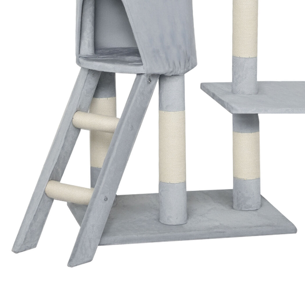 143cm Multi - Level Cat Tree Scratching Post with Lounging Platforms - Grey - Rivercity House & Home Co. (ABN 18 642 972 209) - Affordable Modern Furniture Australia