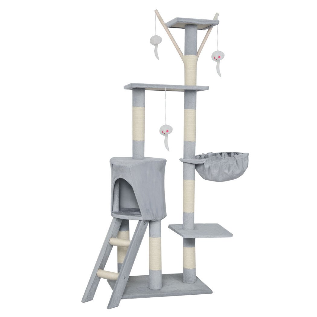 143cm Multi - Level Cat Tree Scratching Post with Lounging Platforms - Grey - Rivercity House & Home Co. (ABN 18 642 972 209) - Affordable Modern Furniture Australia