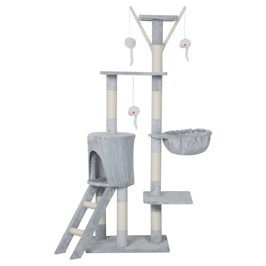 143cm Multi - Level Cat Tree Scratching Post with Lounging Platforms - Grey - Rivercity House & Home Co. (ABN 18 642 972 209) - Affordable Modern Furniture Australia