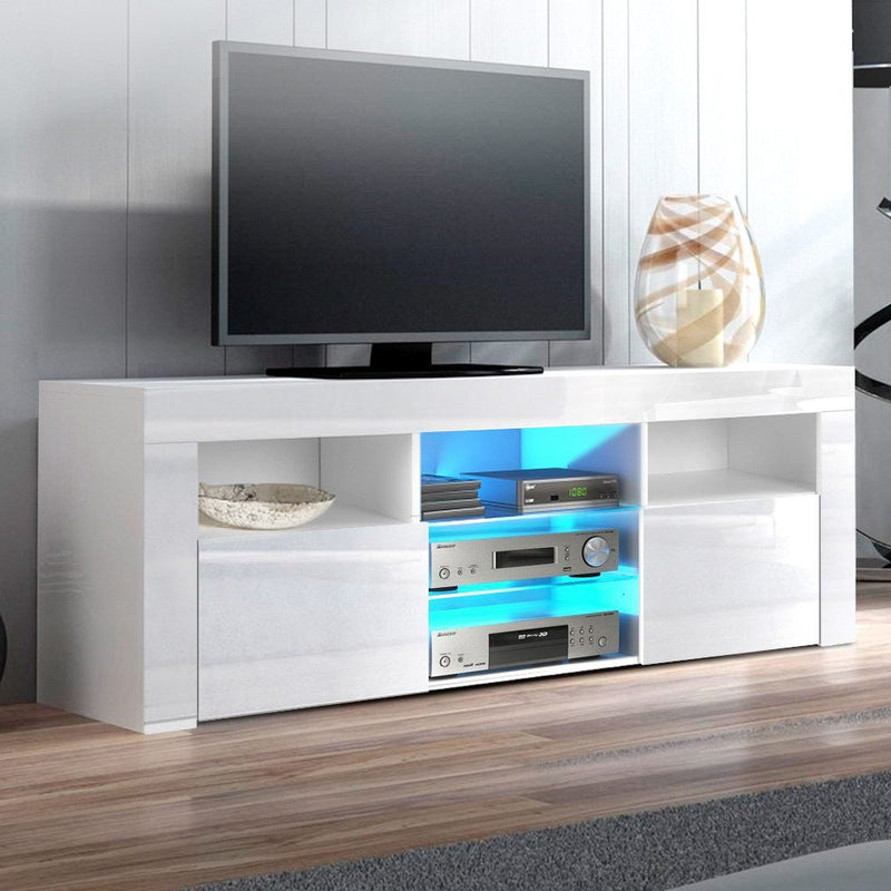 145CM LED Entertainment Unit in White Gloss - Furniture - Rivercity House & Home Co. (ABN 18 642 972 209) - Affordable Modern Furniture Australia