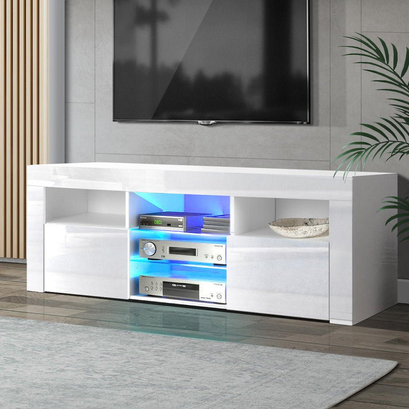 145CM LED Entertainment Unit in White Gloss - Furniture - Rivercity House & Home Co. (ABN 18 642 972 209) - Affordable Modern Furniture Australia