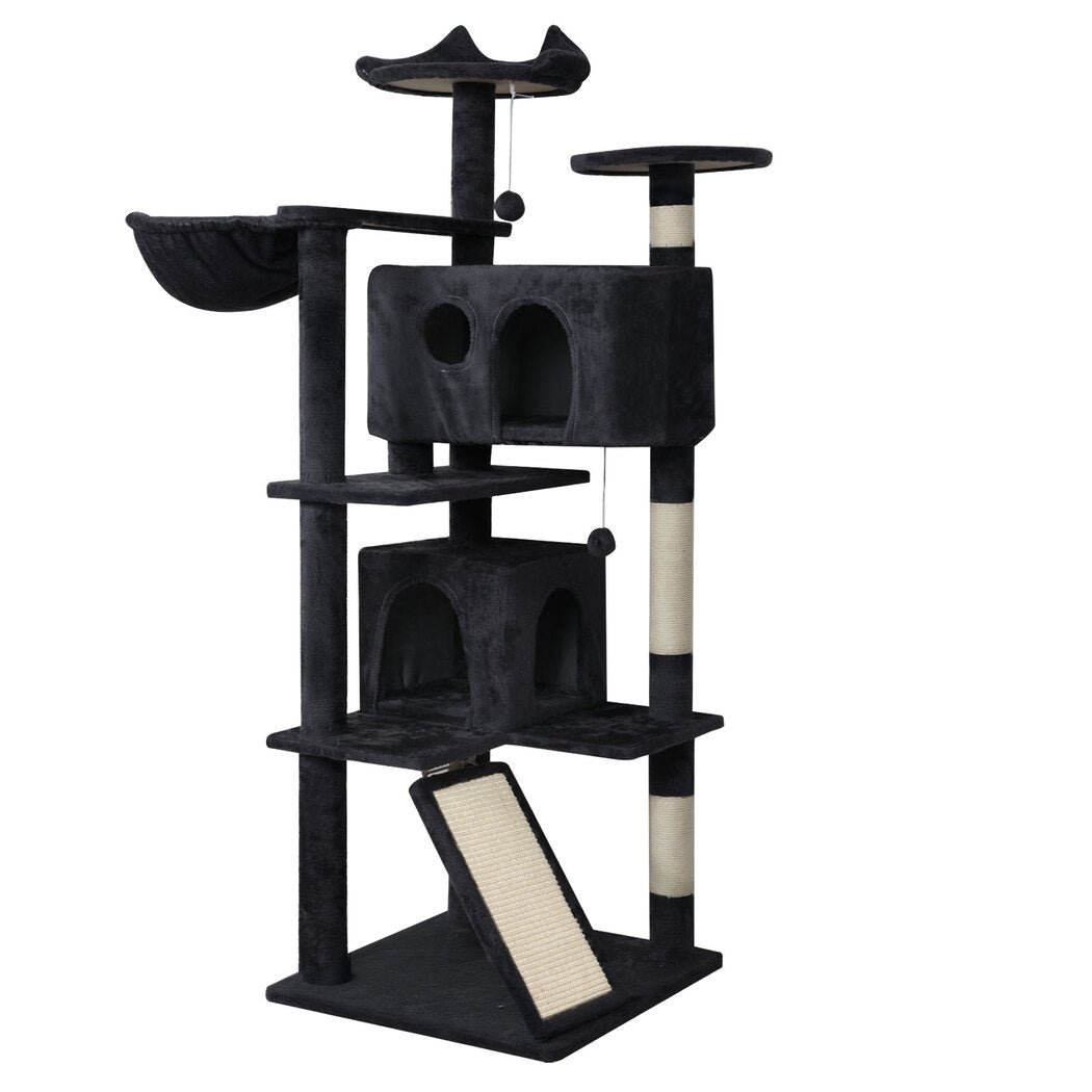 145cm Multi - Level Cat Tree Scratching Post with Condos and Toys - Dark Grey - Rivercity House & Home Co. (ABN 18 642 972 209) - Affordable Modern Furniture Australia