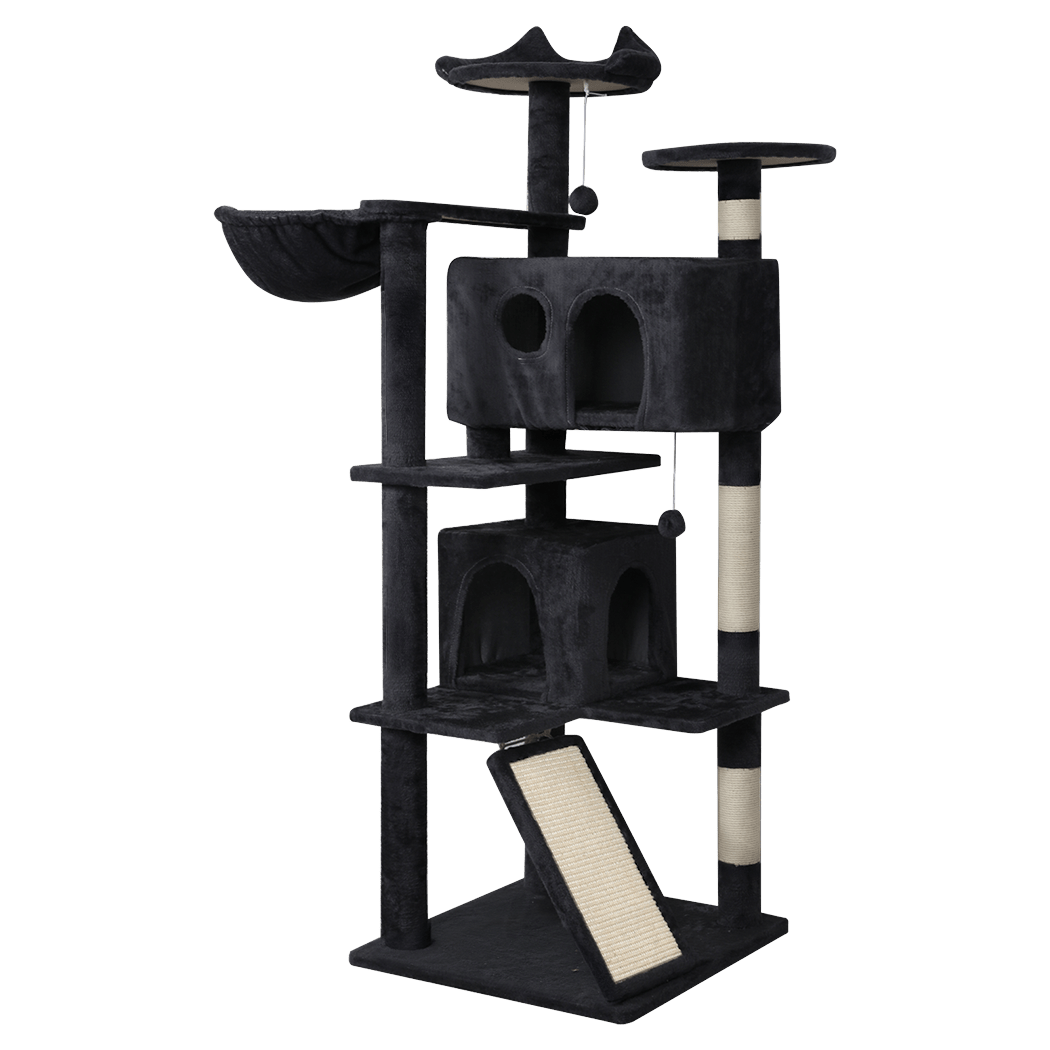 145cm Multi - Level Cat Tree Scratching Post with Condos and Toys - Dark Grey - Rivercity House & Home Co. (ABN 18 642 972 209) - Affordable Modern Furniture Australia