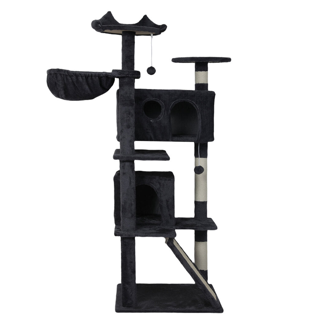 145cm Multi - Level Cat Tree Scratching Post with Condos and Toys - Dark Grey - Rivercity House & Home Co. (ABN 18 642 972 209) - Affordable Modern Furniture Australia