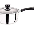 14cm Stainless Steel Milk Pot with Glass Lid and Handle Coffee Warmer - Silver