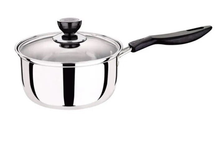 14cm Stainless Steel Milk Pot with Glass Lid Coffee Warmer w Handle - Home & Garden > Kitchenware > Skillets & Frying Pans - Rivercity House & Home Co. (ABN 18 642 972 209) - Affordable Modern Furniture Australia