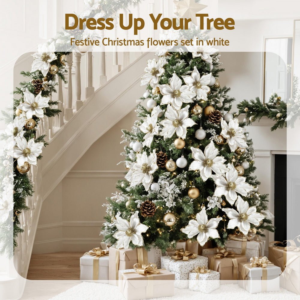 14Pcs Christmas Tree Flower Set Xmas Garland Wreath Magnolia White - Occasions > Christmas > Christmas Decorations - Rivercity House & Home Co. (ABN 18 642 972 209) - Affordable Modern Furniture Australia