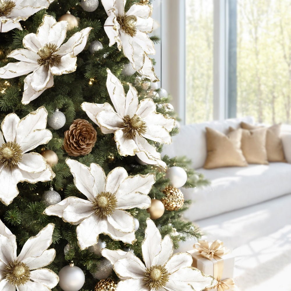 14Pcs Christmas Tree Flower Set Xmas Garland Wreath Magnolia White - Occasions > Christmas > Christmas Decorations - Rivercity House & Home Co. (ABN 18 642 972 209) - Affordable Modern Furniture Australia