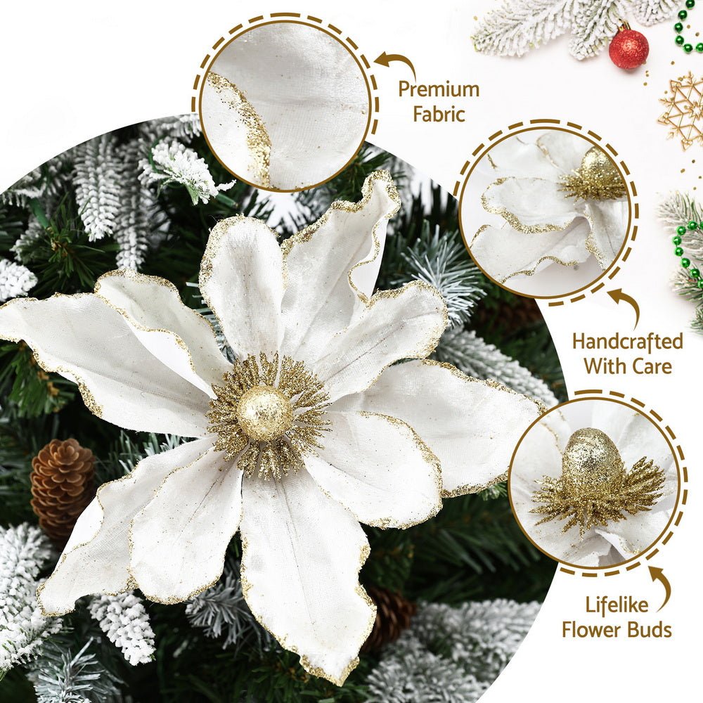 14Pcs Christmas Tree Flower Set Xmas Garland Wreath Magnolia White - Occasions > Christmas > Christmas Decorations - Rivercity House & Home Co. (ABN 18 642 972 209) - Affordable Modern Furniture Australia
