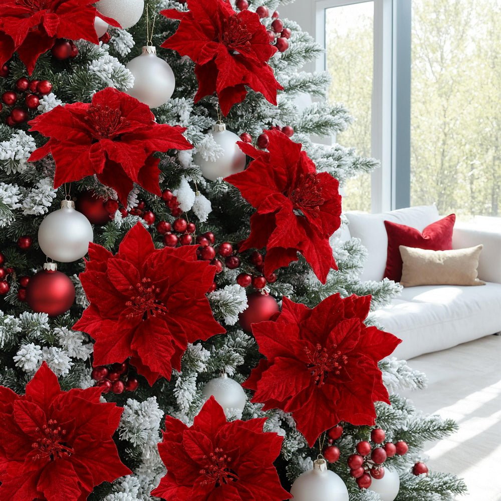 14Pcs Christmas Tree Flowers Set Xmas Garland Wreath Ornaments Red - Occasions > Christmas > Christmas Decorations - Rivercity House & Home Co. (ABN 18 642 972 209) - Affordable Modern Furniture Australia