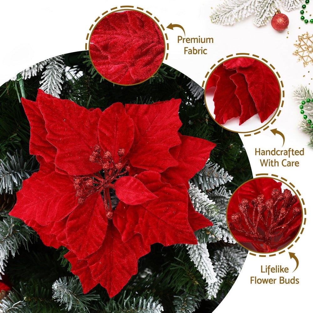 14Pcs Christmas Tree Flowers Set Xmas Garland Wreath Ornaments Red - Occasions > Christmas > Christmas Decorations - Rivercity House & Home Co. (ABN 18 642 972 209) - Affordable Modern Furniture Australia