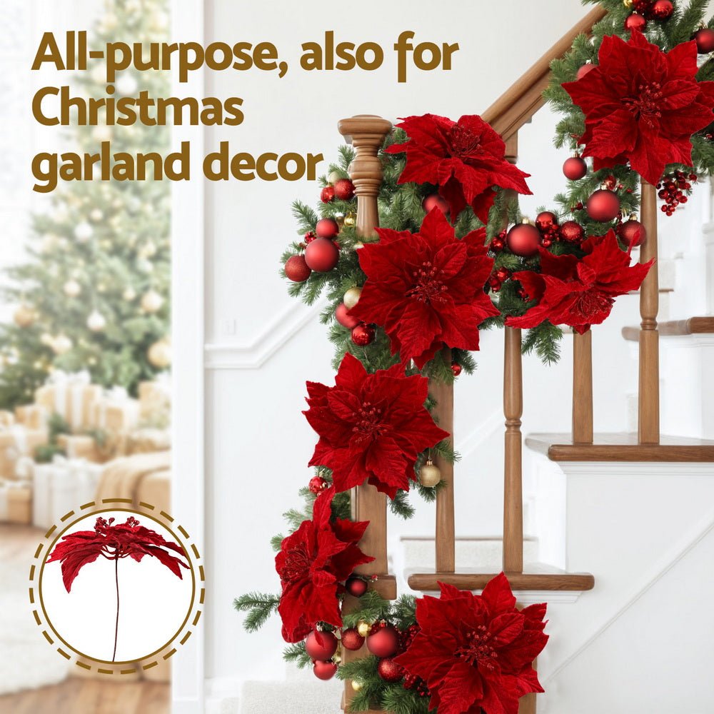 14Pcs Christmas Tree Flowers Set Xmas Garland Wreath Ornaments Red - Occasions > Christmas > Christmas Decorations - Rivercity House & Home Co. (ABN 18 642 972 209) - Affordable Modern Furniture Australia