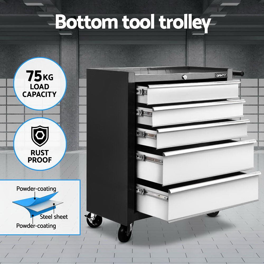 15 Drawers Tool Chest Trolley Toolbox 2 - in - 1 Storage Black& Grey - Tools > Tools Storage > Tool Boxes - Rivercity House & Home Co. (ABN 18 642 972 209) - Affordable Modern Furniture Australia