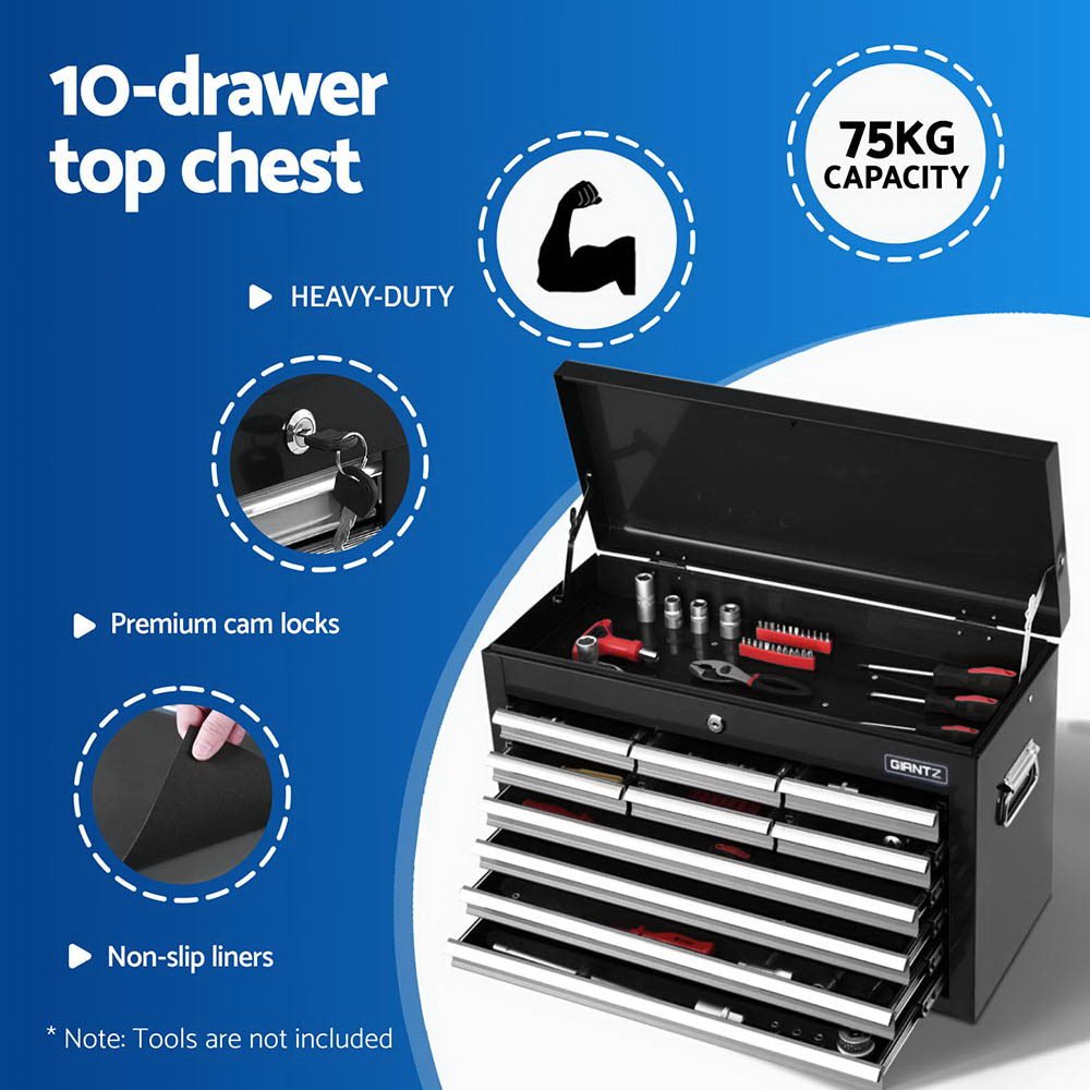 15 Drawers Tool Chest Trolley Toolbox 2 - in - 1 Storage Black& Grey - Tools > Tools Storage > Tool Boxes - Rivercity House & Home Co. (ABN 18 642 972 209) - Affordable Modern Furniture Australia