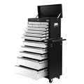 15 Drawer 2-in-1 Steel Tool Chest Trolley with Lockable Wheels - Black & Grey